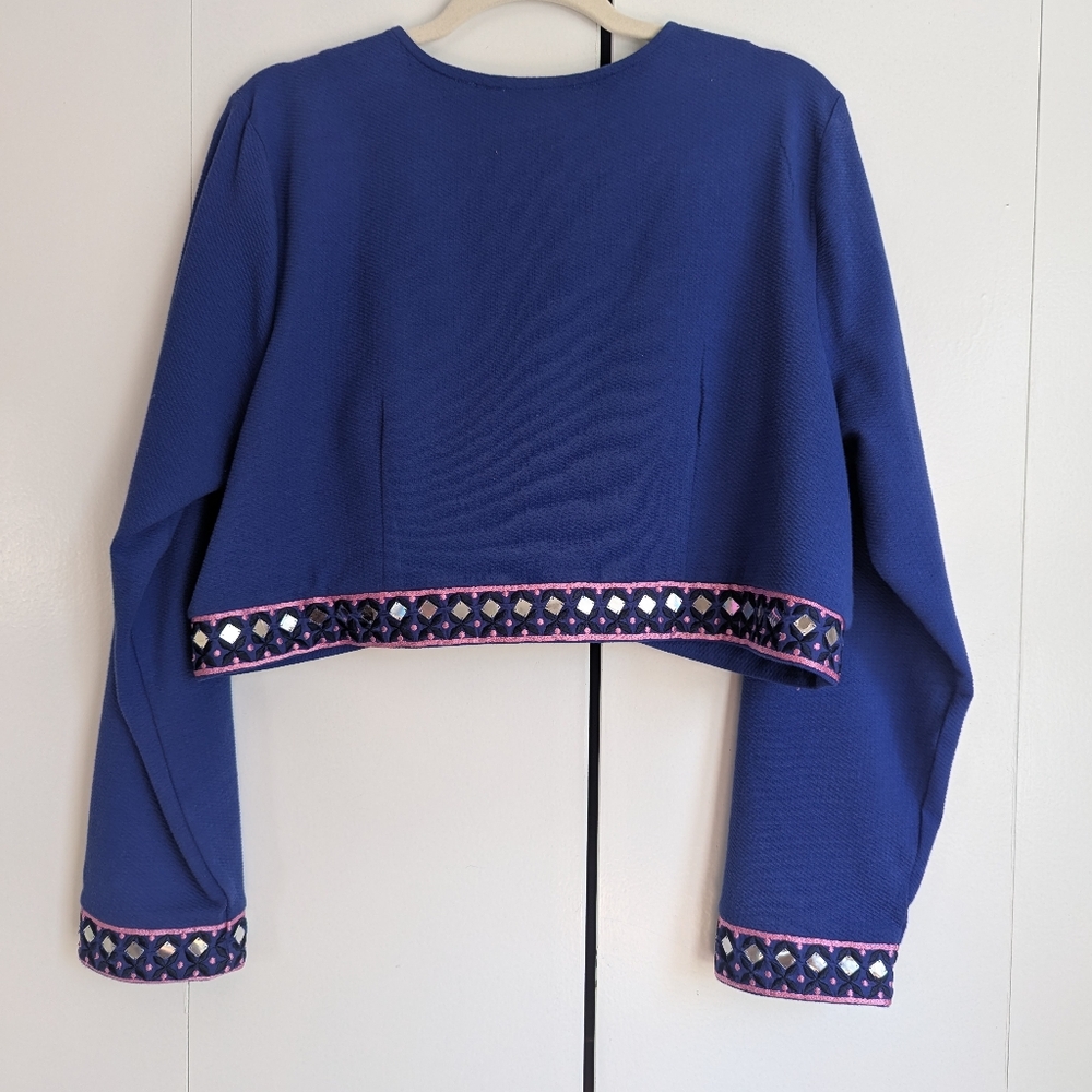Soft Surroundings Embroidered Bolero Jacket, Blue, Size Large - Picture 6 of 6